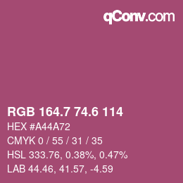 カラーコード: RGB 164.7 74.6 114 | qconv.com