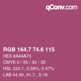 カラーコード: RGB 164.7 74.6 115 | qconv.com