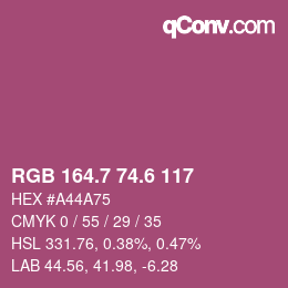 カラーコード: RGB 164.7 74.6 117 | qconv.com