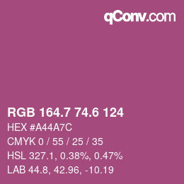 カラーコード: RGB 164.7 74.6 124 | qconv.com