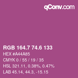 カラーコード: RGB 164.7 74.6 133 | qconv.com