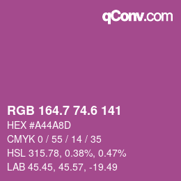 カラーコード: RGB 164.7 74.6 141 | qconv.com