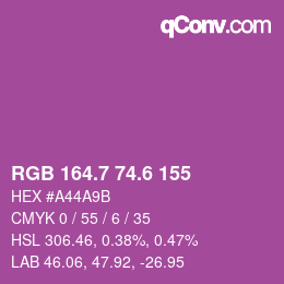 カラーコード: RGB 164.7 74.6 155 | qconv.com
