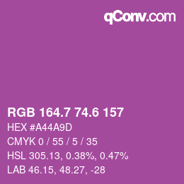 カラーコード: RGB 164.7 74.6 157 | qconv.com