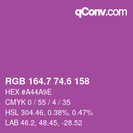 カラーコード: RGB 164.7 74.6 158 | qconv.com