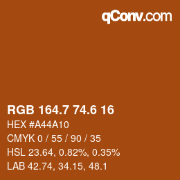 カラーコード: RGB 164.7 74.6 16 | qconv.com