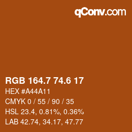 カラーコード: RGB 164.7 74.6 17 | qconv.com