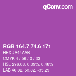 カラーコード: RGB 164.7 74.6 171 | qconv.com
