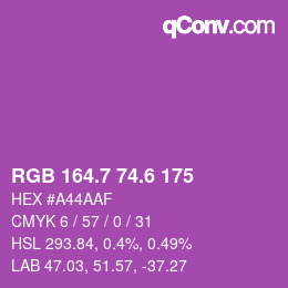 Color code: RGB 164.7 74.6 175 | qconv.com