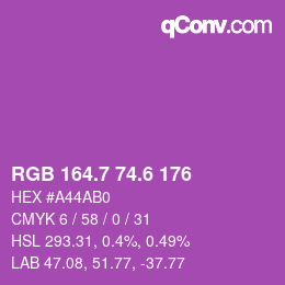 カラーコード: RGB 164.7 74.6 176 | qconv.com