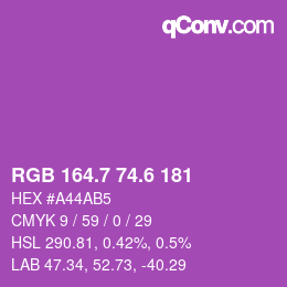 カラーコード: RGB 164.7 74.6 181 | qconv.com