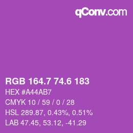 カラーコード: RGB 164.7 74.6 183 | qconv.com