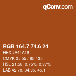 カラーコード: RGB 164.7 74.6 24 | qconv.com