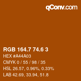 カラーコード: RGB 164.7 74.6 3 | qconv.com