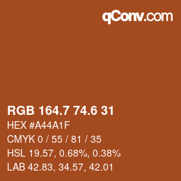 カラーコード: RGB 164.7 74.6 31 | qconv.com