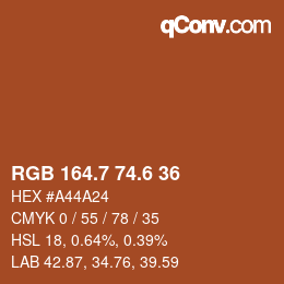 カラーコード: RGB 164.7 74.6 36 | qconv.com