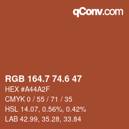 カラーコード: RGB 164.7 74.6 47 | qconv.com