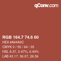 カラーコード: RGB 164.7 74.6 60 | qconv.com