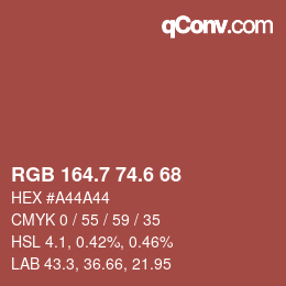 カラーコード: RGB 164.7 74.6 68 | qconv.com