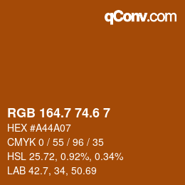 カラーコード: RGB 164.7 74.6 7 | qconv.com
