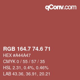 カラーコード: RGB 164.7 74.6 71 | qconv.com