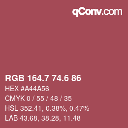 カラーコード: RGB 164.7 74.6 86 | qconv.com