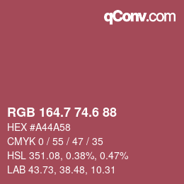 カラーコード: RGB 164.7 74.6 88 | qconv.com
