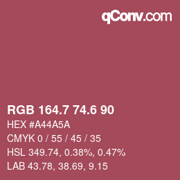 カラーコード: RGB 164.7 74.6 90 | qconv.com