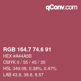 カラーコード: RGB 164.7 74.6 91 | qconv.com