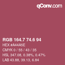 カラーコード: RGB 164.7 74.6 94 | qconv.com