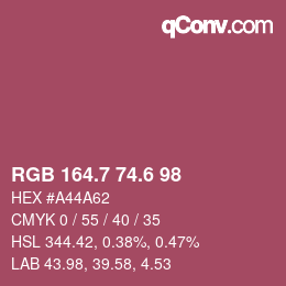 カラーコード: RGB 164.7 74.6 98 | qconv.com
