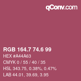 カラーコード: RGB 164.7 74.6 99 | qconv.com