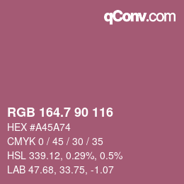 カラーコード: RGB 164.7 90 116 | qconv.com