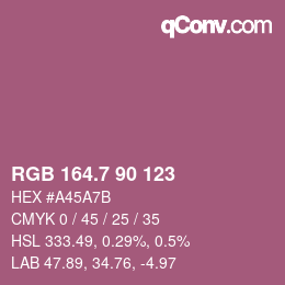 カラーコード: RGB 164.7 90 123 | qconv.com