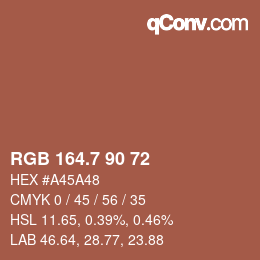 カラーコード: RGB 164.7 90 72 | qconv.com