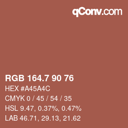 カラーコード: RGB 164.7 90 76 | qconv.com