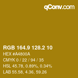 カラーコード: RGB 164.9 128.2 10 | qconv.com