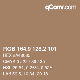 カラーコード: RGB 164.9 128.2 101 | qconv.com