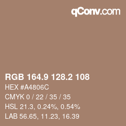 Color code: RGB 164.9 128.2 108 | qconv.com