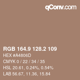 Color code: RGB 164.9 128.2 109 | qconv.com