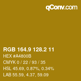 カラーコード: RGB 164.9 128.2 11 | qconv.com