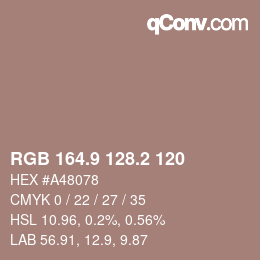 カラーコード: RGB 164.9 128.2 120 | qconv.com