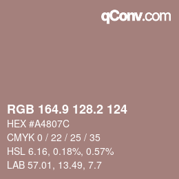 Color code: RGB 164.9 128.2 124 | qconv.com