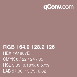 Color code: RGB 164.9 128.2 126 | qconv.com
