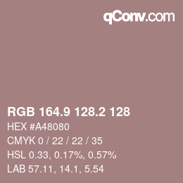 Farbcode: RGB 164.9 128.2 128 | qconv.com