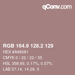 Color code: RGB 164.9 128.2 129 | qconv.com