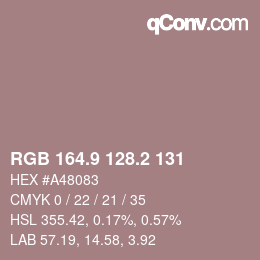 カラーコード: RGB 164.9 128.2 131 | qconv.com