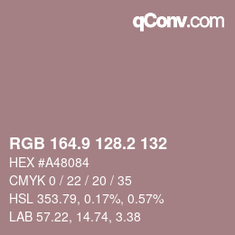 カラーコード: RGB 164.9 128.2 132 | qconv.com