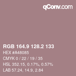 Color code: RGB 164.9 128.2 133 | qconv.com