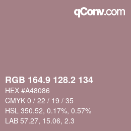 Farbcode: RGB 164.9 128.2 134 | qconv.com